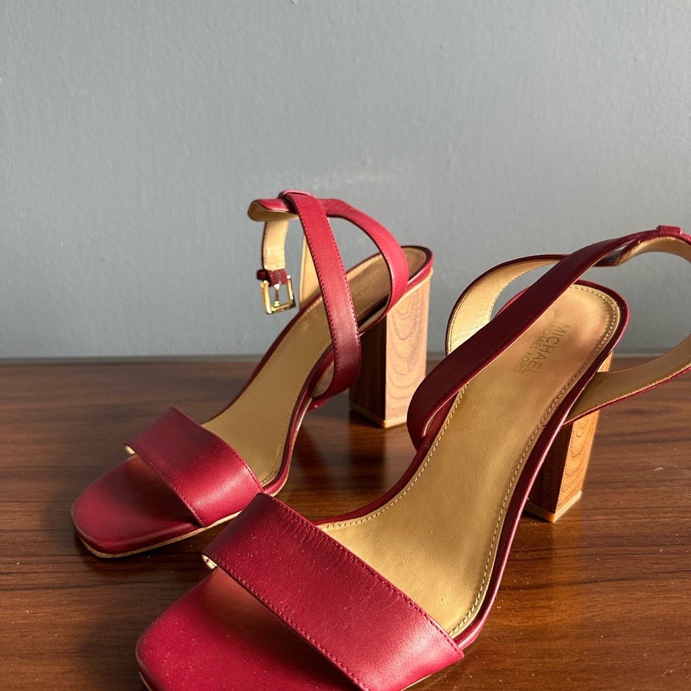 Elegant Red Block Heel Sandals